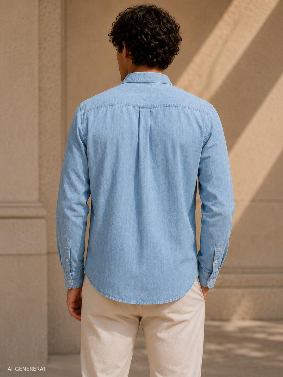 Les deux skjorta chambray shirt bomull ficka fram 1002574