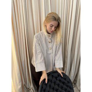 continue klara shirt brown stripe höghals 15324