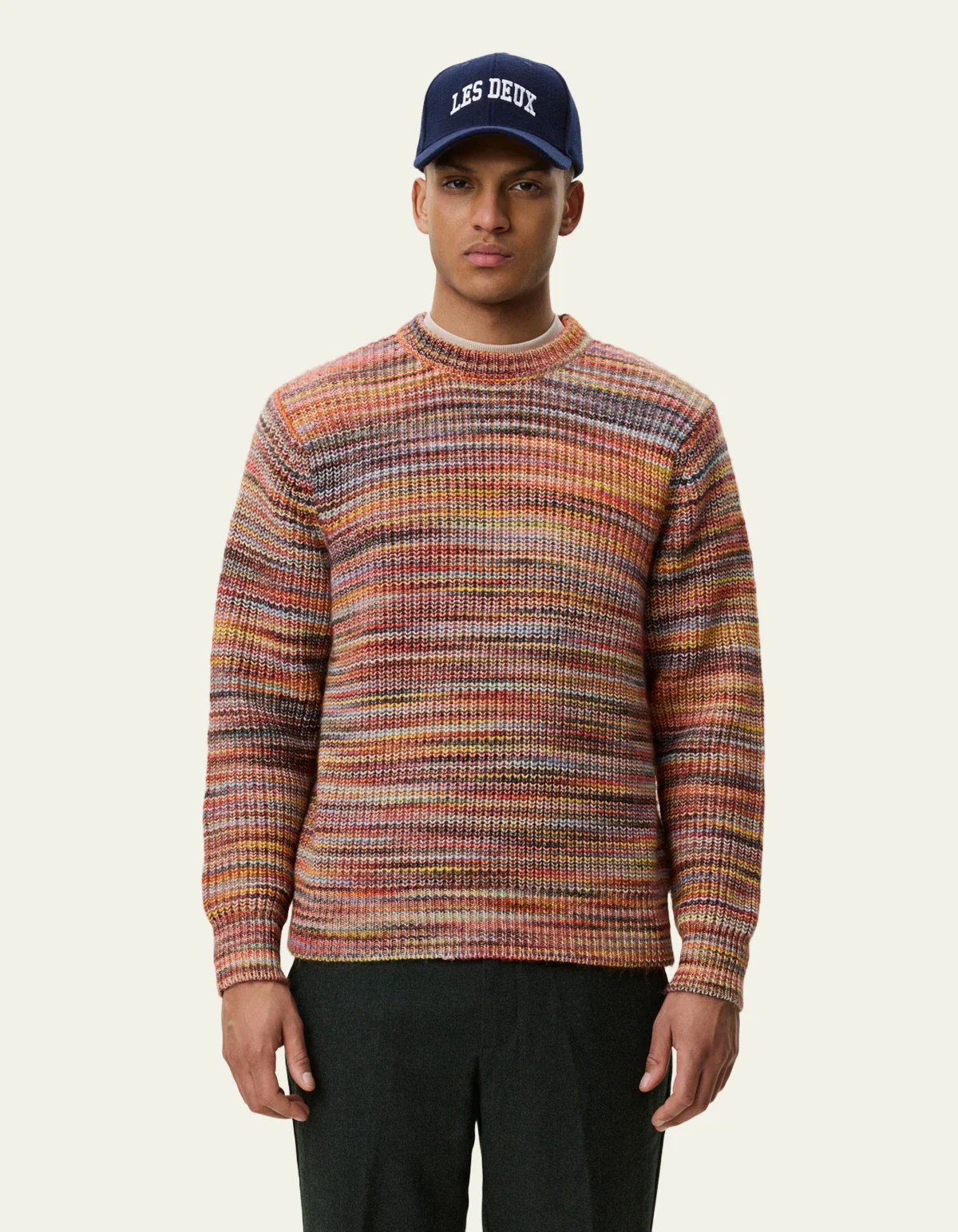 les deux space rib crewneck knit tröja rund hals bomull 1002186