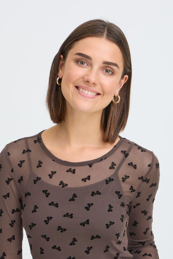 fransa deta tee top transparent långärm 20610740
