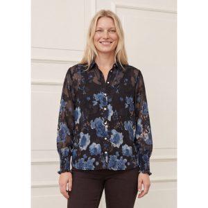 isay vibse shirt blus chiffong mönster elastisk mudd 56339