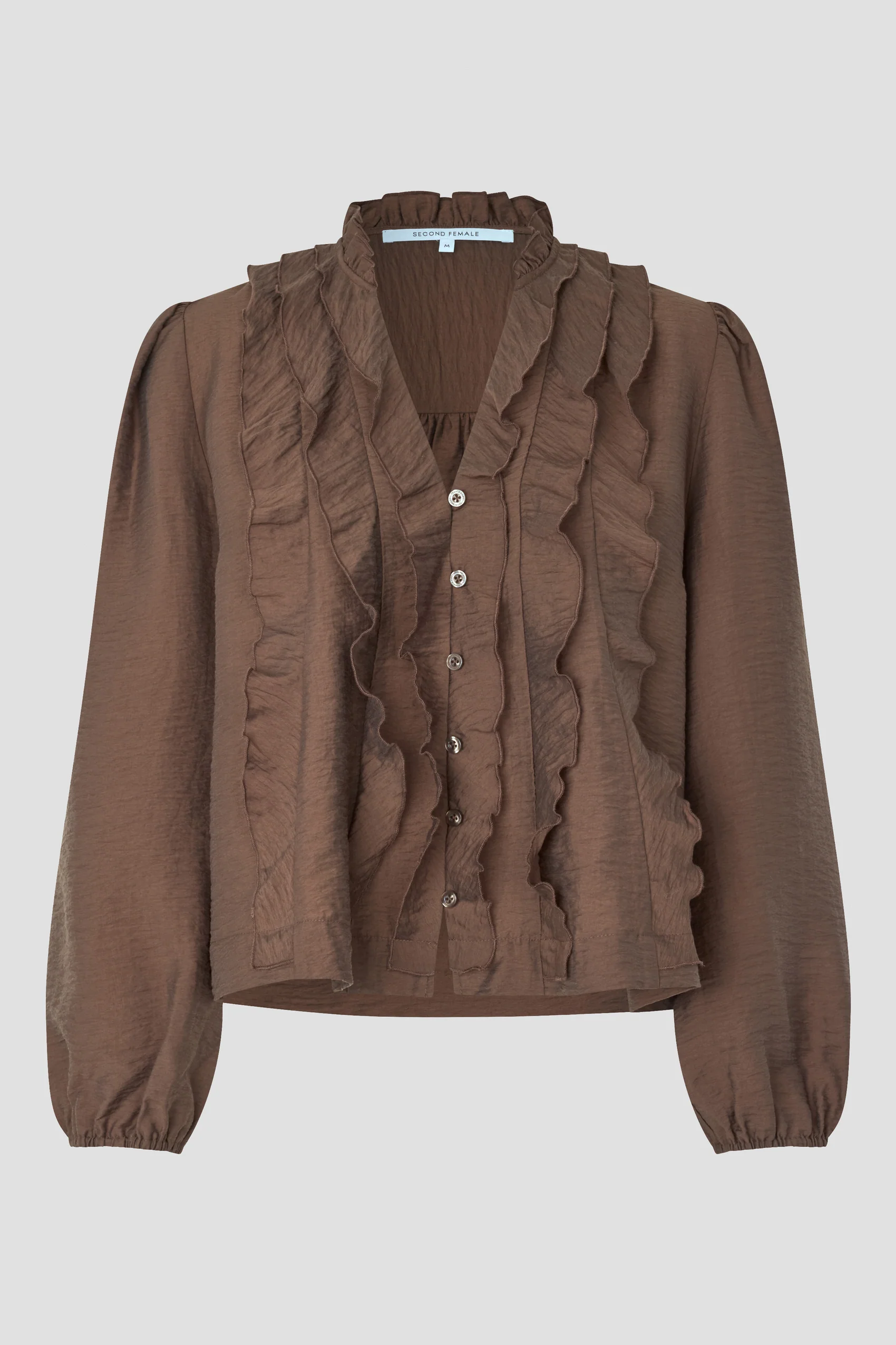 second female rayna frill blus lyocell mjuk frill långärm 60940