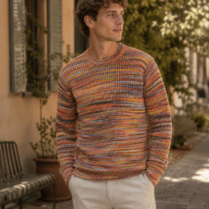 les deux space rib crewneck knit tröja rund hals bomull 1002186