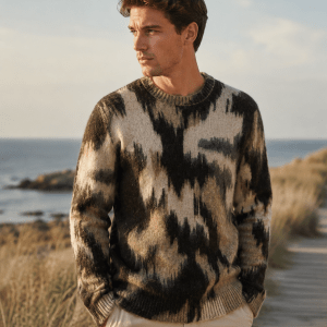 les deux forrest crewneck knit mönstrad rundhals ull 1002458