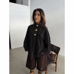 continue kara highneck blus knappar bomull 15088