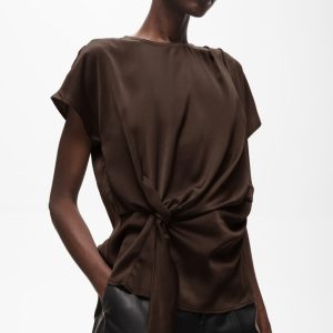 inwear satin top siden blank knyt kortärm30113427