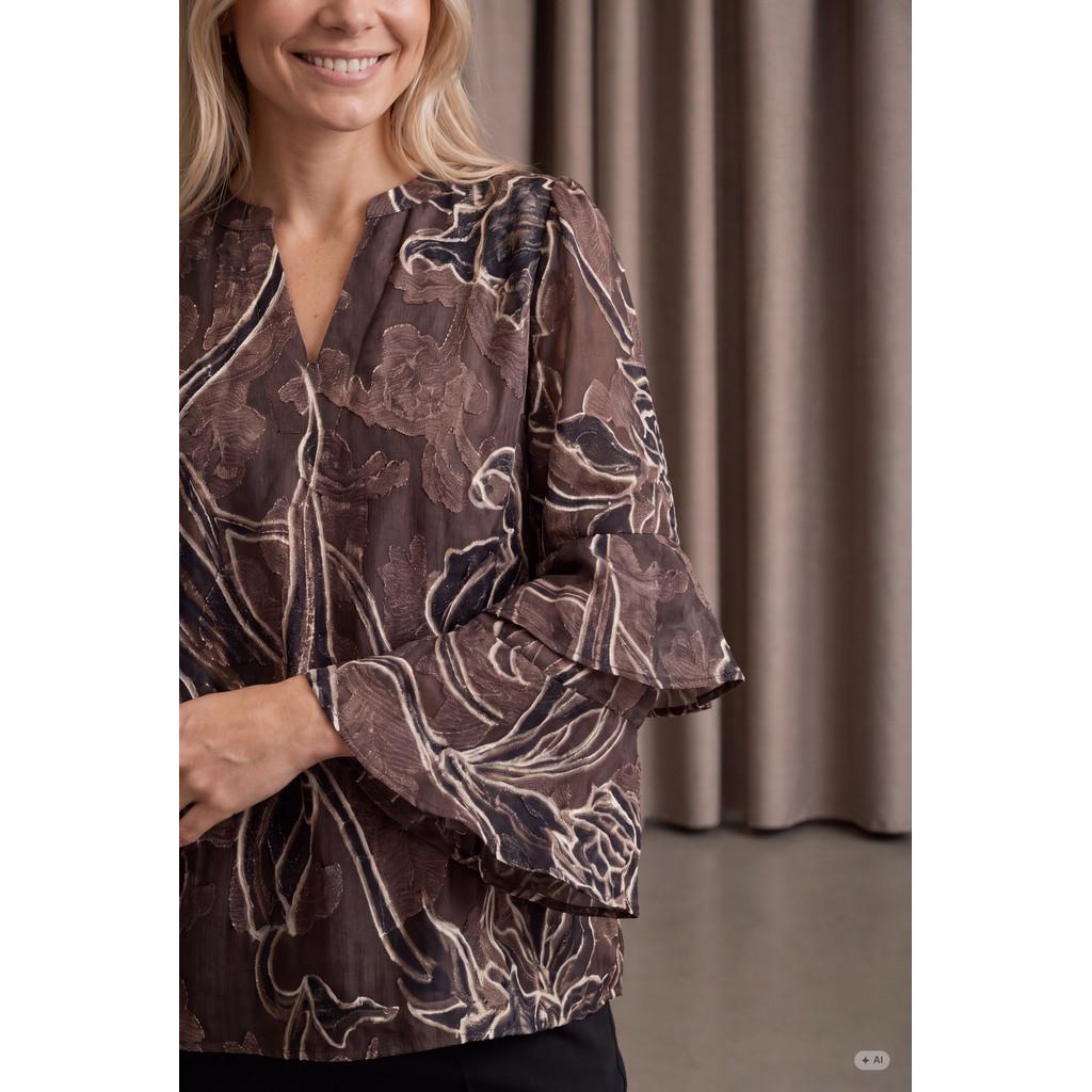 isay obi flounce blouse skjorta volang ledig mönster 58225