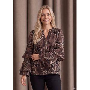 isay obi flounce blouse skjorta volang ledig mönster 58225