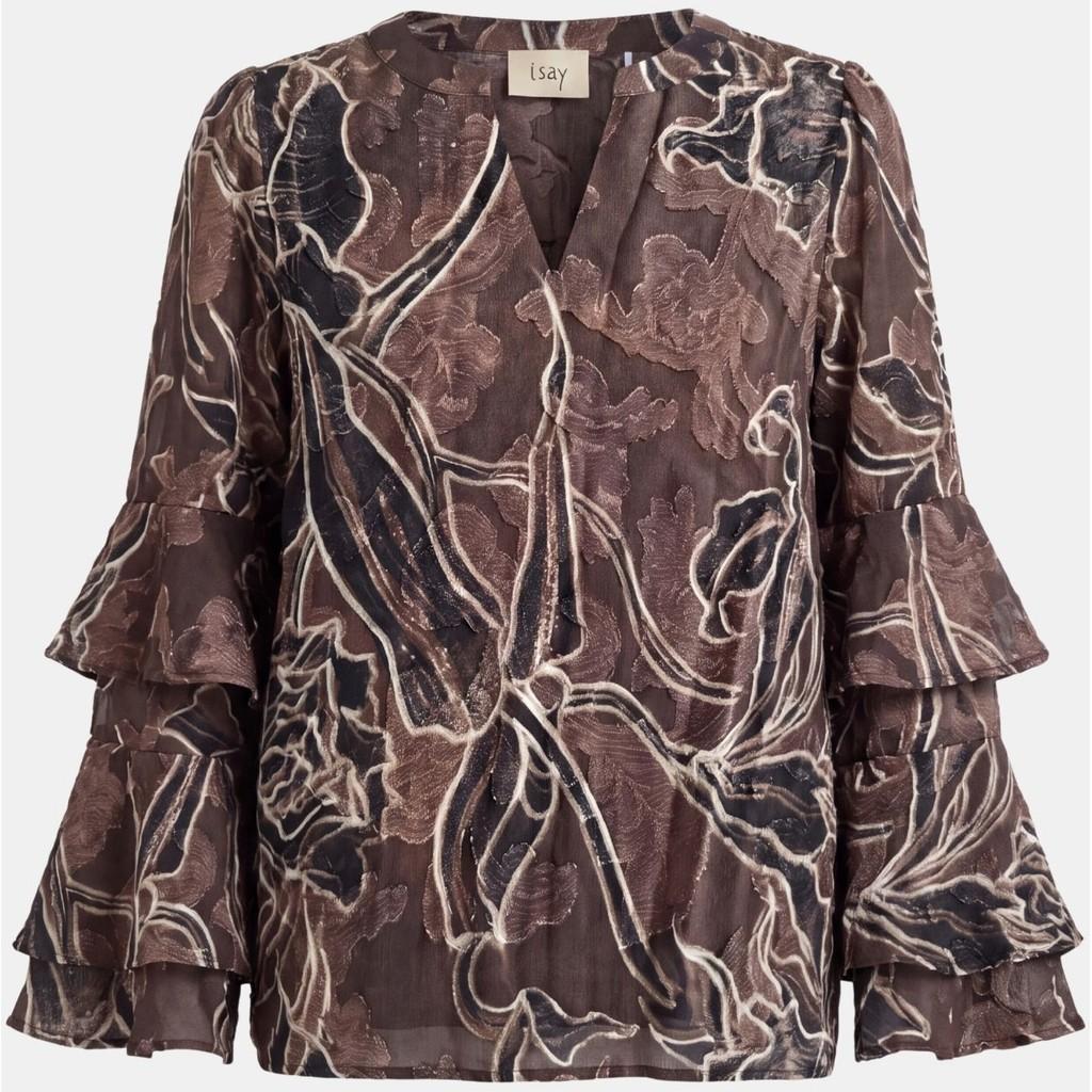isay obi flounce blouse skjorta volang ledig mönster 58225