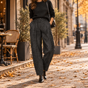 selected woman barrel malia pant kostym melerad 16102350