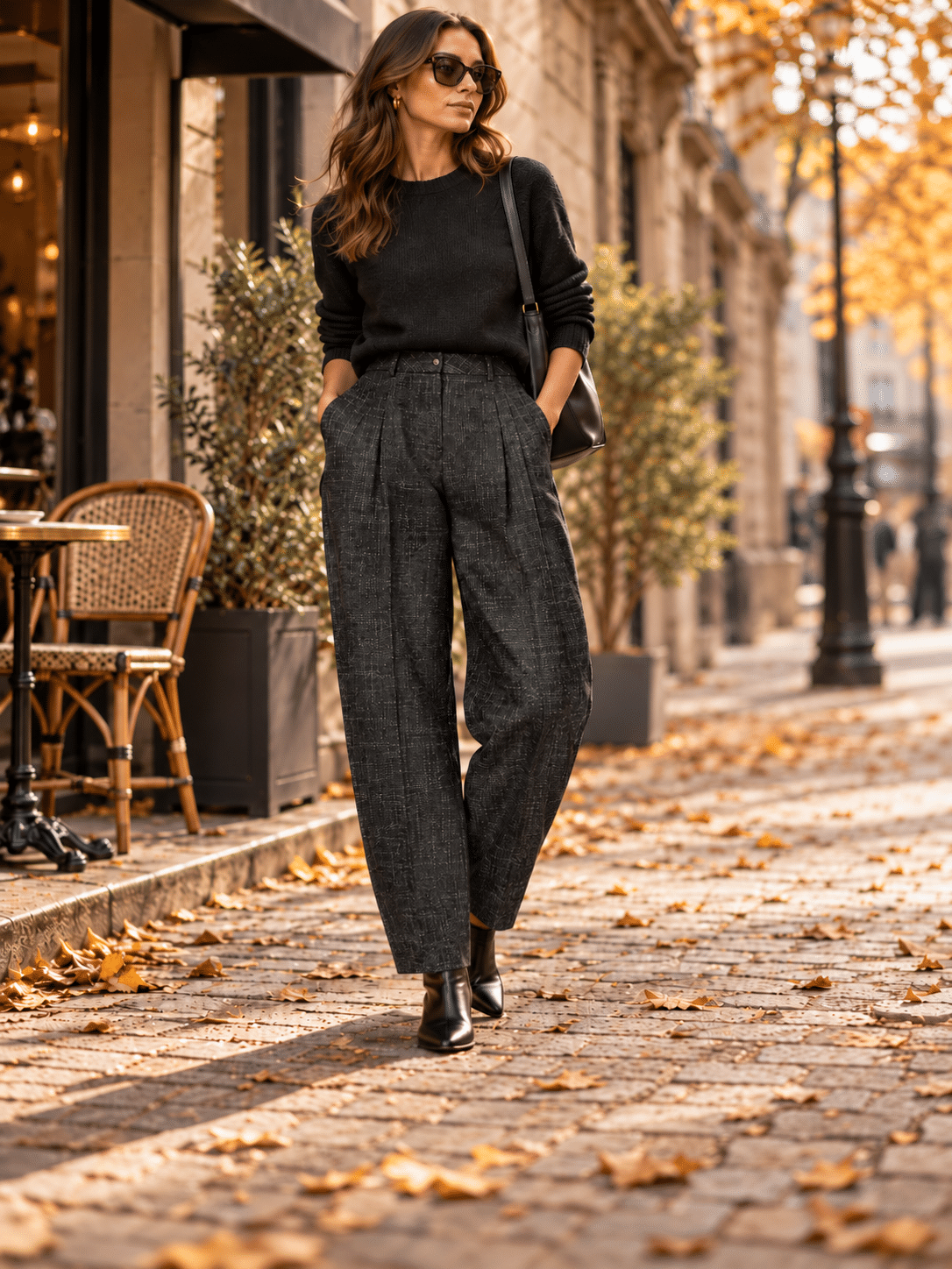 selected woman barrel malia pant kostym melerad 16102350