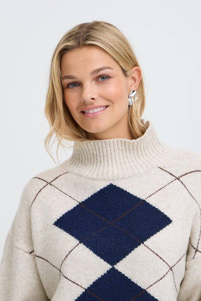 fransa giggi tröja argyle stickad mockneck 20618488