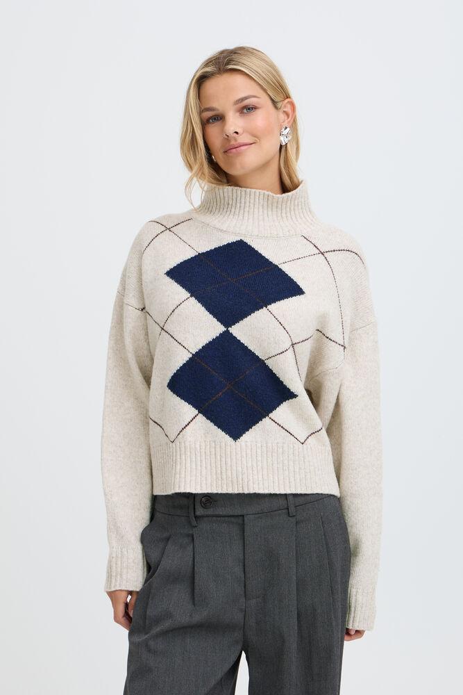 fransa giggi tröja argyle stickad mockneck 20618488