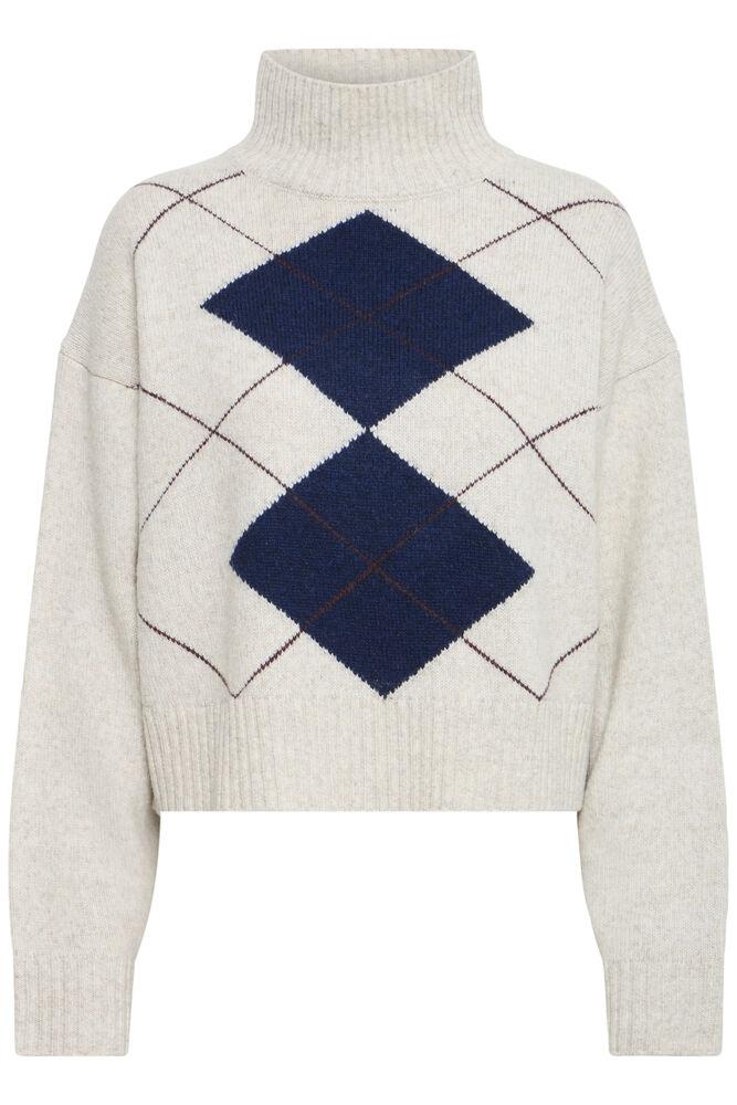 fransa giggi tröja argyle stickad mockneck 20618488